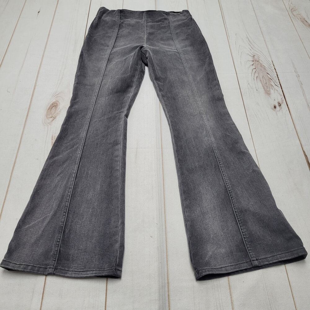 Lee pull on flare bootcut jeans stretch gray seamed small boho bohemian retro